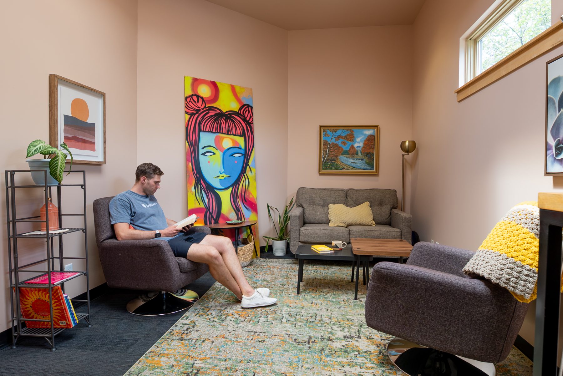 Member reading in the lounge